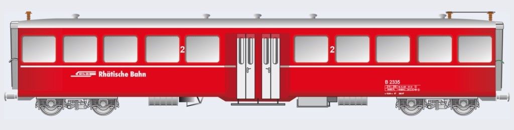 Leichte Bauart, Beschriftung RhB Rhätische Bahn/RhB Ferrovia retica, Drehfalttüren, Metall/Kunststoff Mischbauweise, LÜP.: 811 mm